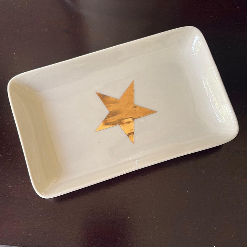 Ceramic Tray with Gold Star Accent